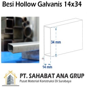 Besi Hollow Galvanis 14x34